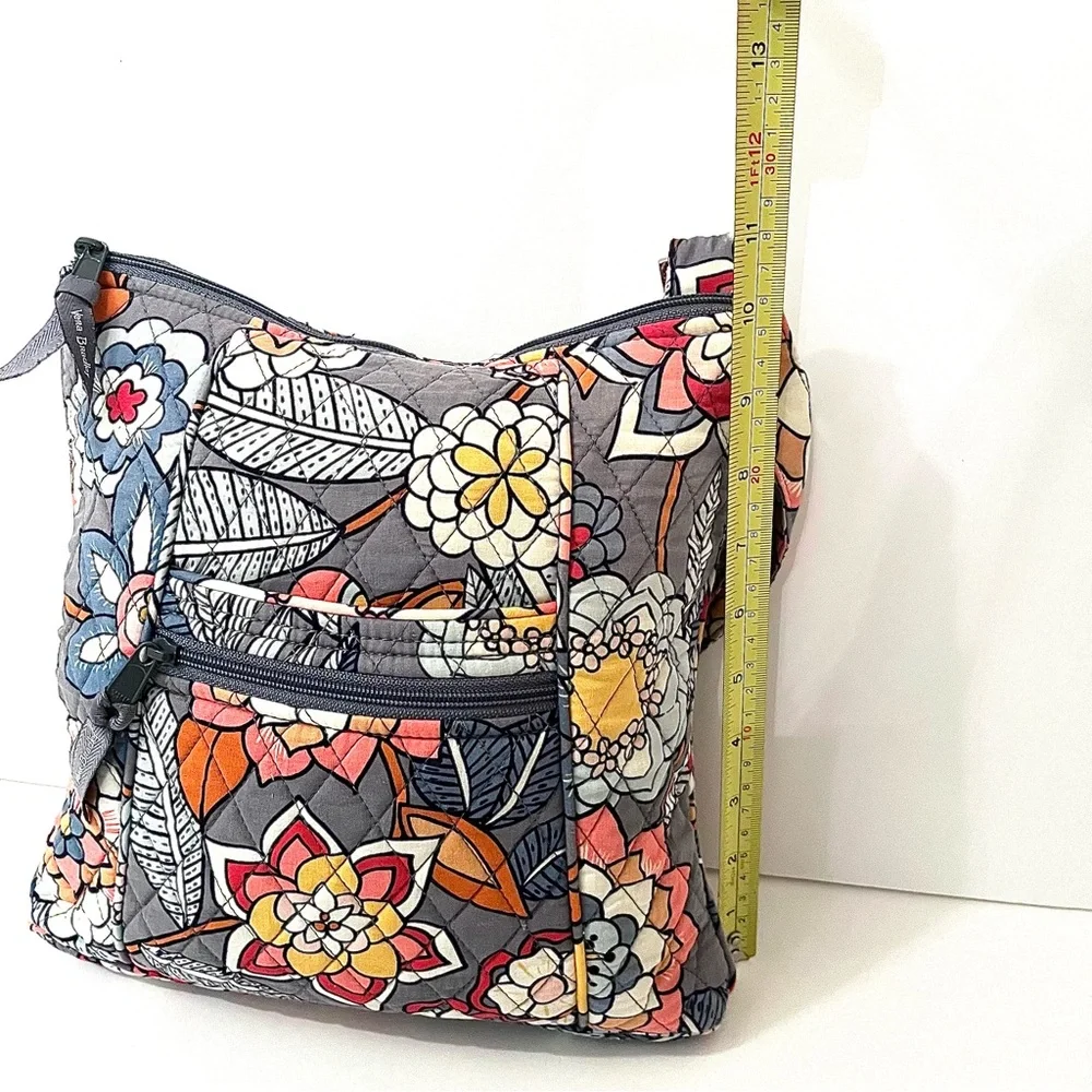 Vera Bradley Quilted Crossbody Bag Gray Floral Retired Pattern - Picture 12 of 14